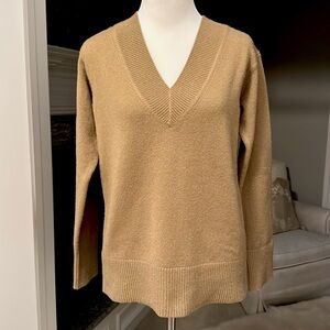 NWT Vince Wool Cashmere Blend V-Neck Sweater in Khaki Sz XS $495